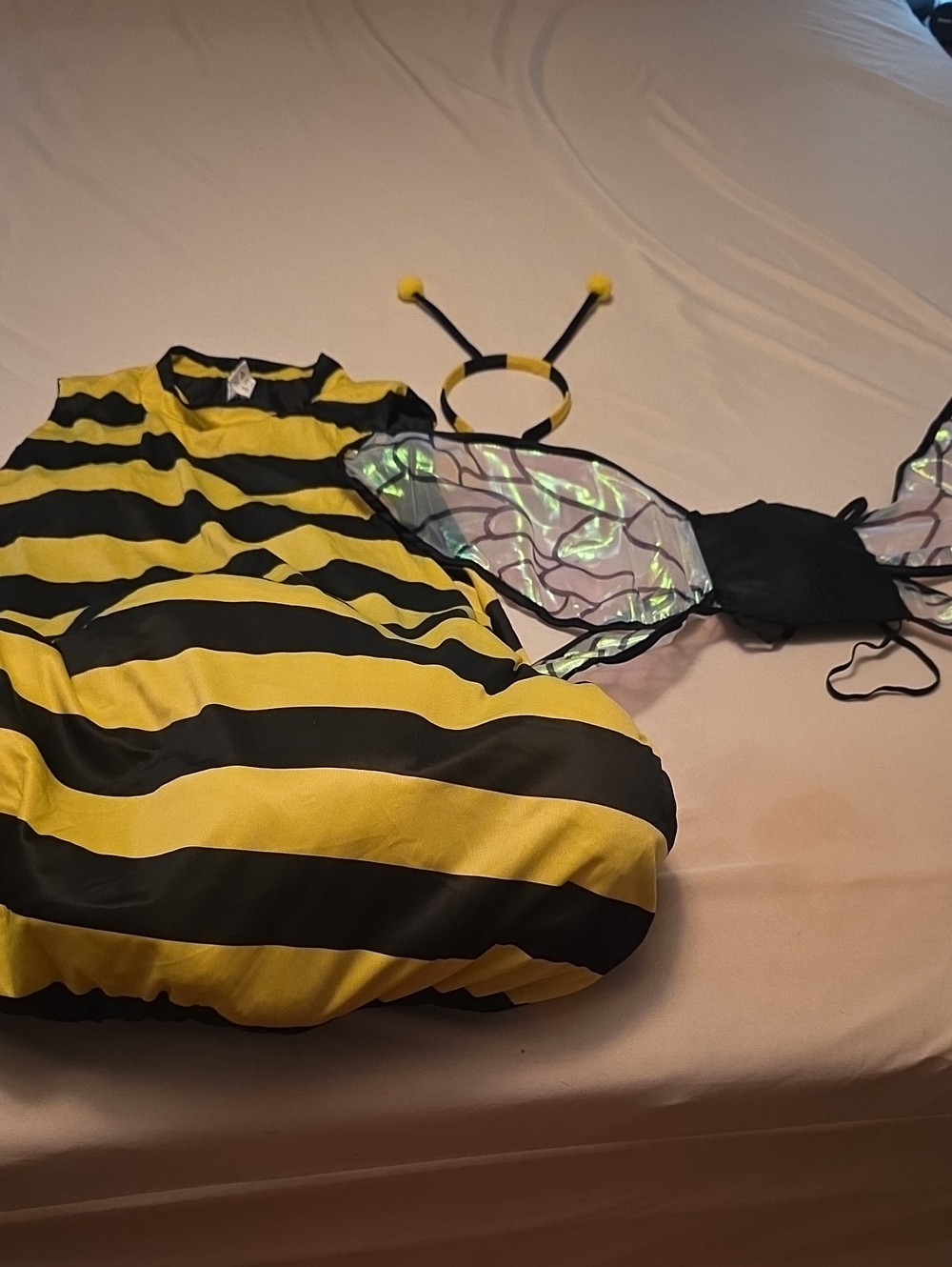 Women's Yellow & Black Bee Costume with Wings and Antennae